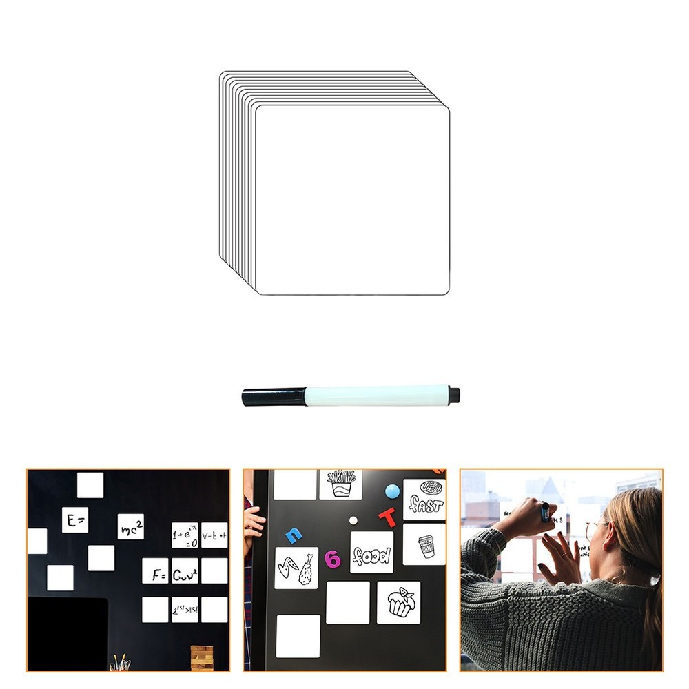 12Pcs Washable PVC Whiteboard Stickers Reusable to Do List Labels with Pen