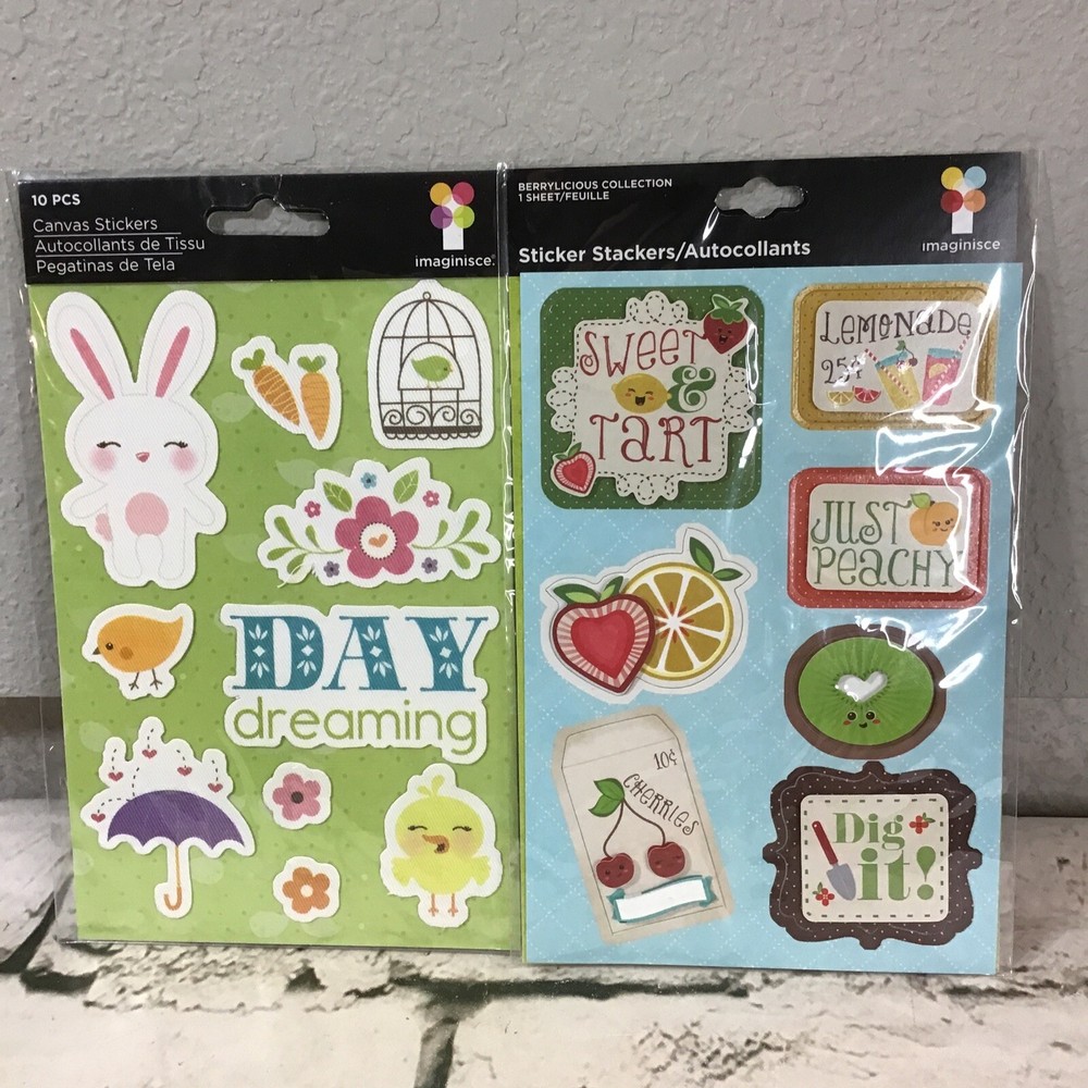 Imaginisce Scrapbooking Stickers Stackable Autocollants Lot Of 2 Packs