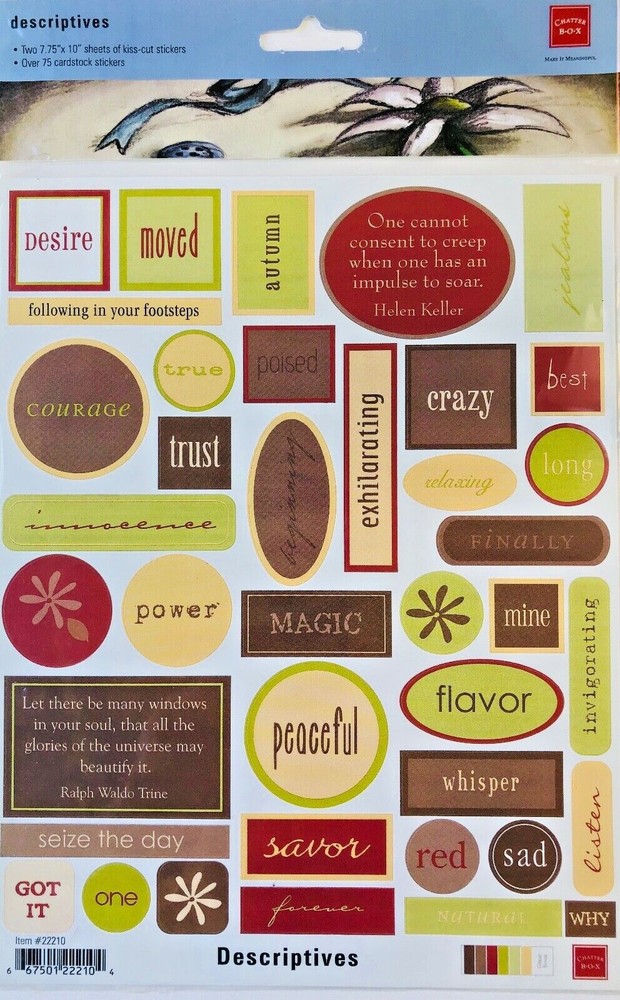 Chatterbox Cardstock Descriptives Cardstock Words phrases & Quotes 75 Stickers