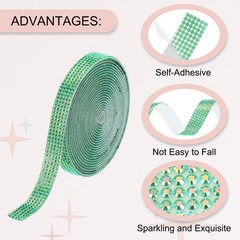 Self Adhesive Rhinestone Strips 3 Yards 0.4 Inch for Craft,Dark Green AB