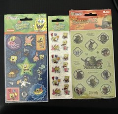 Unopened – Y2K Vintage Sandylion Cartoon Stickers lot SpongeBob & Shrek 2