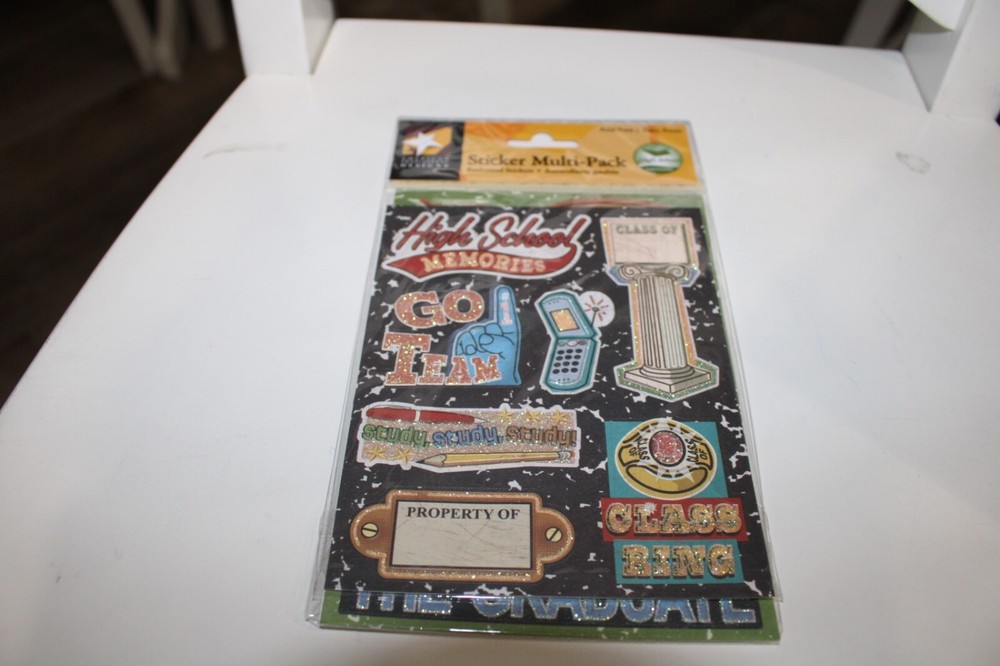 American Traditional Designs 2 Sheets High School Embossed Multi-Pack Stickers