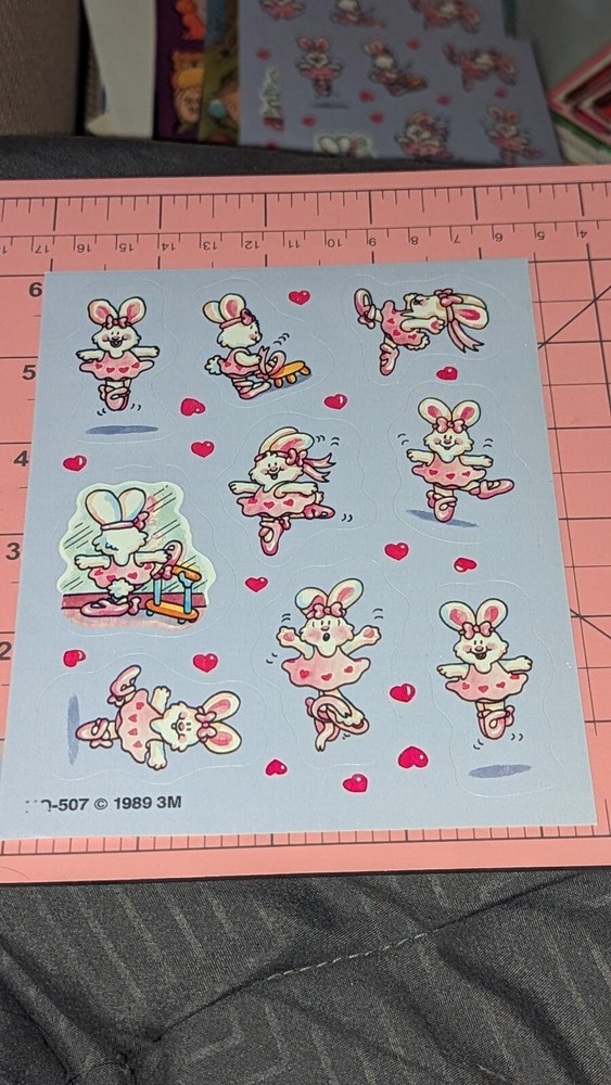 Vintage Stickers 3M Post It Ballerina Bunny Ballet 1 Sheet