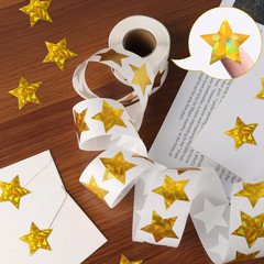 500 PCS Holographic Gold Star Stickers, 1 Inch Self Adhesive Metallic Glitter Fo