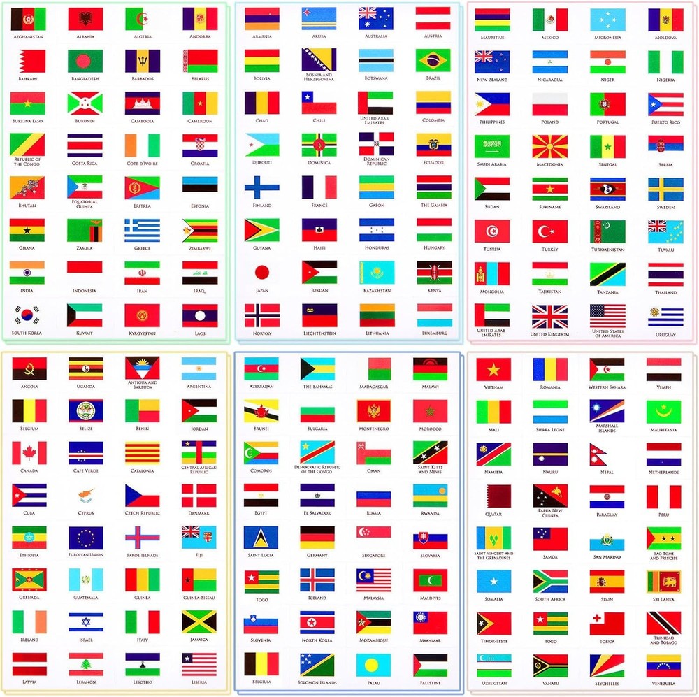 384 Pieces World Flag Stickers Assorted Country Flag Stickers Flags of The World