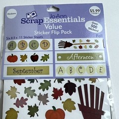 Jo Ann Scrap Essentials Autumn Fall Sticker Flip Pack Scrapbooking Cardmaking