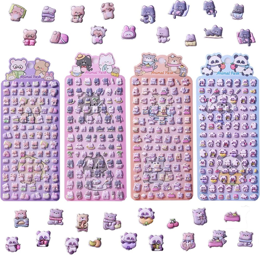 400+ Mini Puffy Stickers 4 Sheets Animals