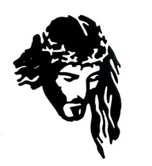 PORTRAIT /FACE OF JESUS w/ CROWN of THORNES SILHOUETTE DIE CUT/ CUTS (GOLD, BLK)