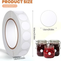 Self-Adhesive 1000 PCS White Circle Dots – Writable Sticky Labels for Efficiency
