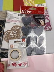 SCRAPBOOK LOT VALENTINES DAY Hearts Paper Stickers. Stamps Crafting