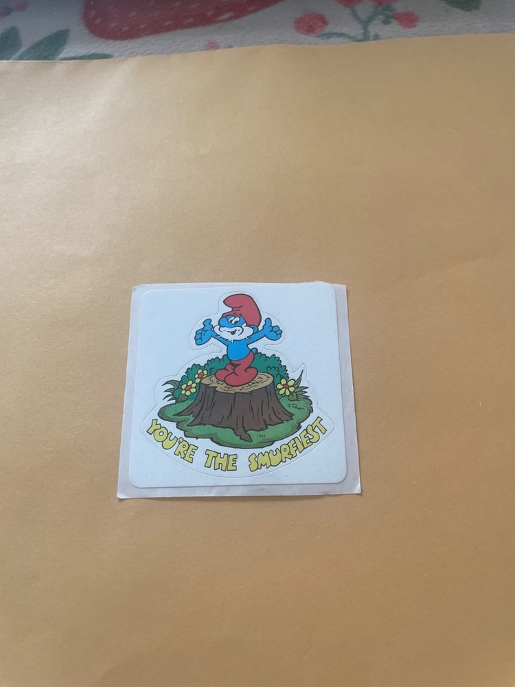 Vintage 1980s Smurfs Papa Smurf Sticker