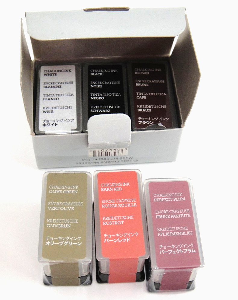 Creative Memories Lot of 6 Chalking Ink White Black Brown Red Plum Green Sealed