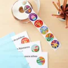 1200 Pcs 1.5 Inch Round Spanish Reward Stickers Roll for Kids Students Teachers
