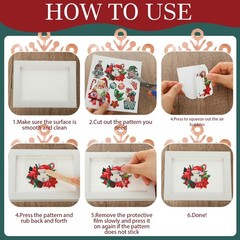 Honoson 19 Sheets Christmas Rub on Transfers for 5.91 x inches, Retro