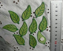 Solid Metal LEAVES 17 x 40mm – 2 Toned GREEN – 10 Pack – C-25939Lg Cherry T2DH