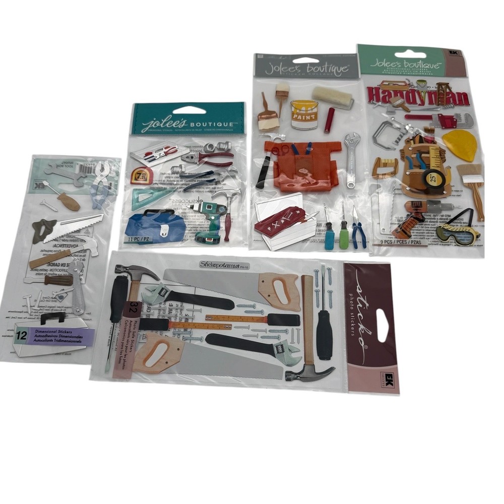 Jolee’s Boutique Sticko Dimensional Sticker Lot of 4Handyman Tools +1EK Rare NEW