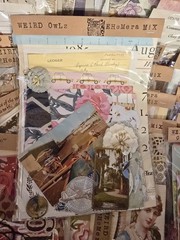 Junk Journal Paper Vintage Ephemera Mystery Mixes Fabric Notions Ribbon Stickers