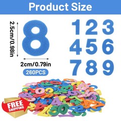 Tyqour 260PCS Number Letter Foam Stickers Self Adhesive Craft