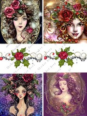 Steampunk Holly & Roses Collage Supplies For Scrapbook Junk Journal Card Making