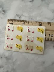 Vintage Mini Fuzzy Felt Stickers Bunny & Chick Textured Stickers