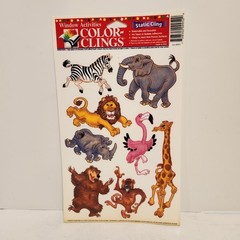 Vtg Window Color Static Clings Sheets Lot of 6 Words, Animals,Money, Tic Tac Toe