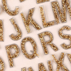 26 Pcs Glitter Rhinestone Alphabet Letter Stickers Self Adhesive A-Z Words Gold