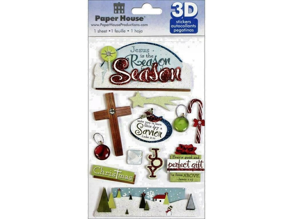 Paper House 3-D~JESUS IS THE REASON~raised sticker set~BNIP~Nice! FAST SHIP!!
