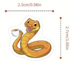 500 pcs Sticker Roll Various Cute Cartoon Snake Semi Gloss Self Adhesive NEW