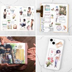 Pre-Cut Journaling Sticker , 20 Sheets – 270 PCS Fashion Colored Women Planner D