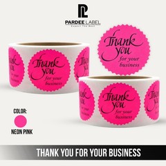Thank You for Your Business Stickers 2” Starburst Neon Pink | 250 Roll