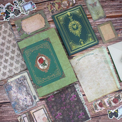 Vintage Scrapbooking Supplies Kit, 185Pcs Junk Journal Kit with Scrapbook Paper