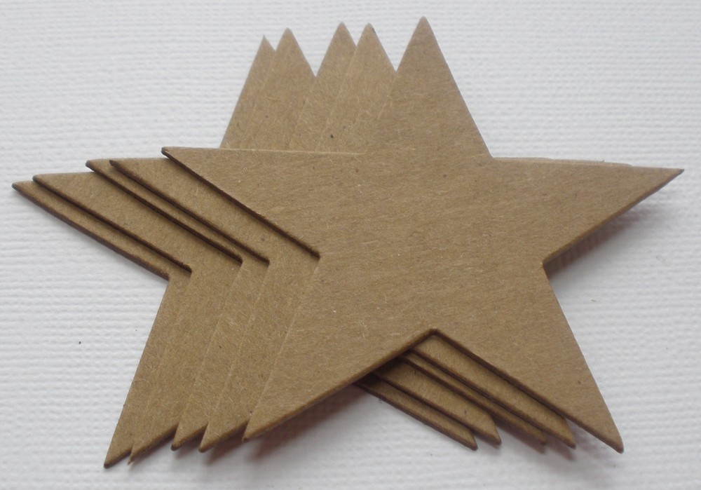 (5) POINT STARS – Bare Raw Chipboard Die Cuts – Embellishment