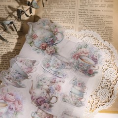 26 pcs Tea Cup Translucent Vellum Matte Surface Paper Sticker Scrapbook Craft