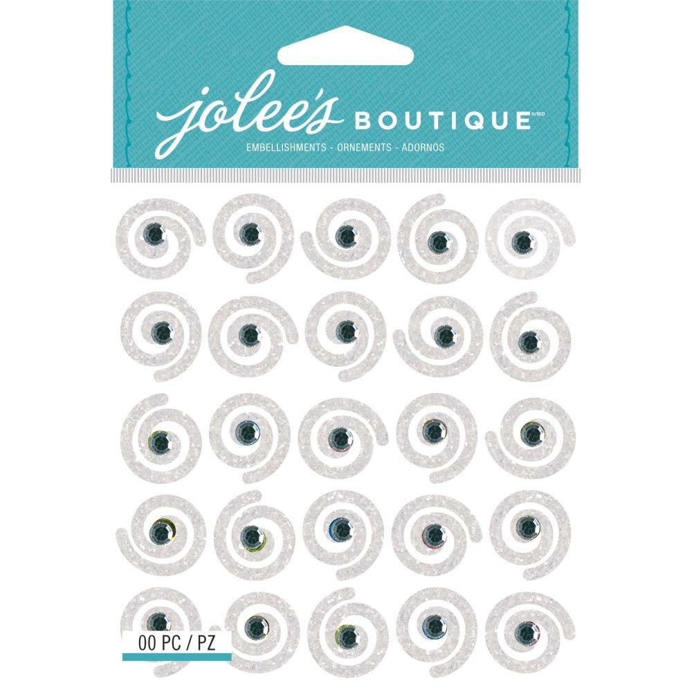 Crafts Jolee’s 3D Stickers Glitter Silver Swirls Gem Center Dots Repeats