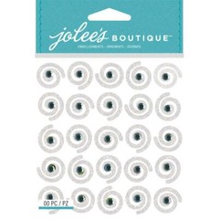 Crafts Jolee’s 3D Stickers Glitter Silver Swirls Gem Center Dots Repeats