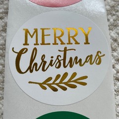 24 Gold Foil Merry Christmas Stickers, 1.5” Envelope Seals, Holiday Gift Labels