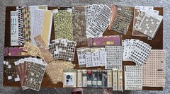 Scrapbooking letters numbers LOT 2 TABLES FULL! Metal Stickers Rub Ons SEE PIX