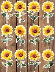 Sunflowers Die Cut Vinyl Stickers Scrapbooking Laptop Waterbottle