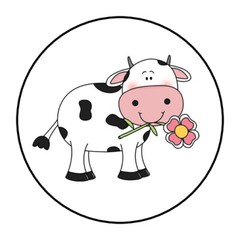 30 CUTE COW WITH FLOWER ENVELOPE SEALS LABELS STICKERS 1.5″ ROUND GIFTS FAVORS