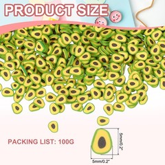 Polymer Clay Slices, 100g Avocado Shape Slice Fruit Art Slices, Yellow Green