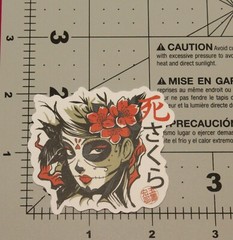 Sugar Skull Japanese Asian Woman Day of the Dead Sakurama Sticker