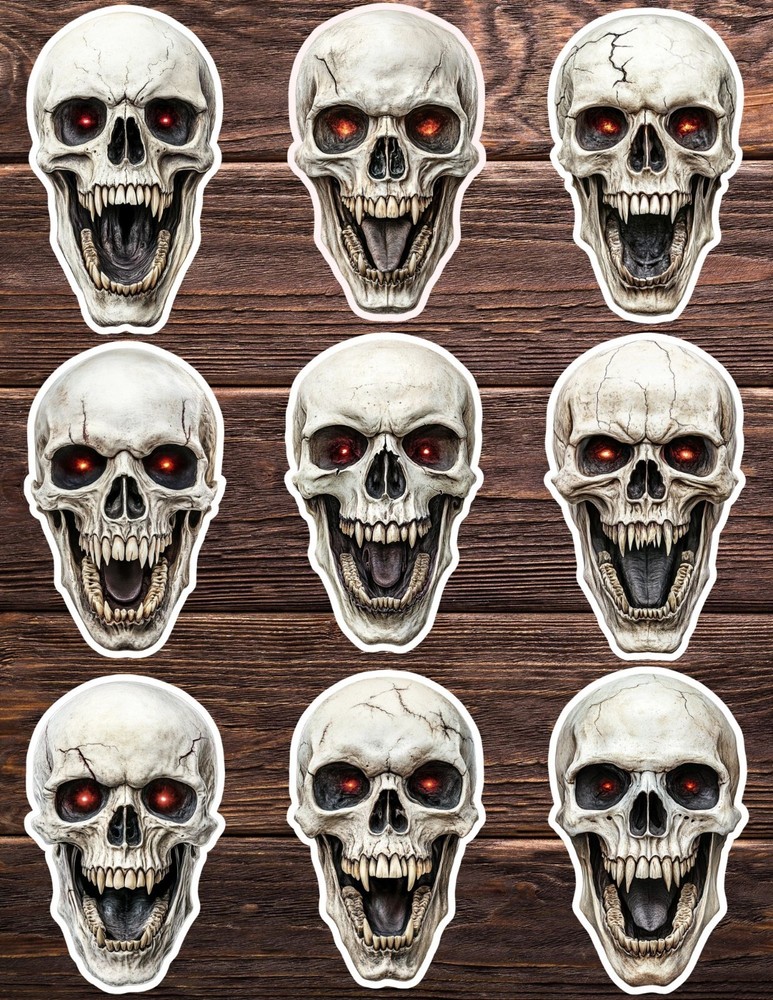 Vampire Skull Die Cut Vinyl Stickers Set Scrapbooking Laptop Waterbottle