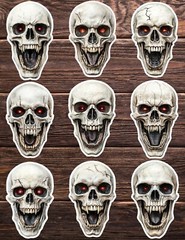 Vampire Skull Die Cut Vinyl Stickers Set Scrapbooking Laptop Waterbottle