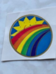 STICKER DESIGN SUN PEEKING OVER RAINBOW – 1 PIECE – NO BRAND NAME
