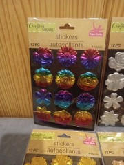 Crafters Square Metallic Puffy Floral Stickers Lot of 4 Packs Gold Accent Flower