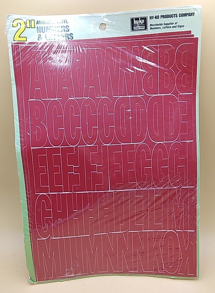 HY-KO Products 30004 Self Adhesive Vinyl Die Cut Numbers & Letters, 2 h, Red