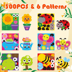 300Pcs Spring Themed Face Stickers Roll – Butterfly Ladybug Insect DIY Crafts