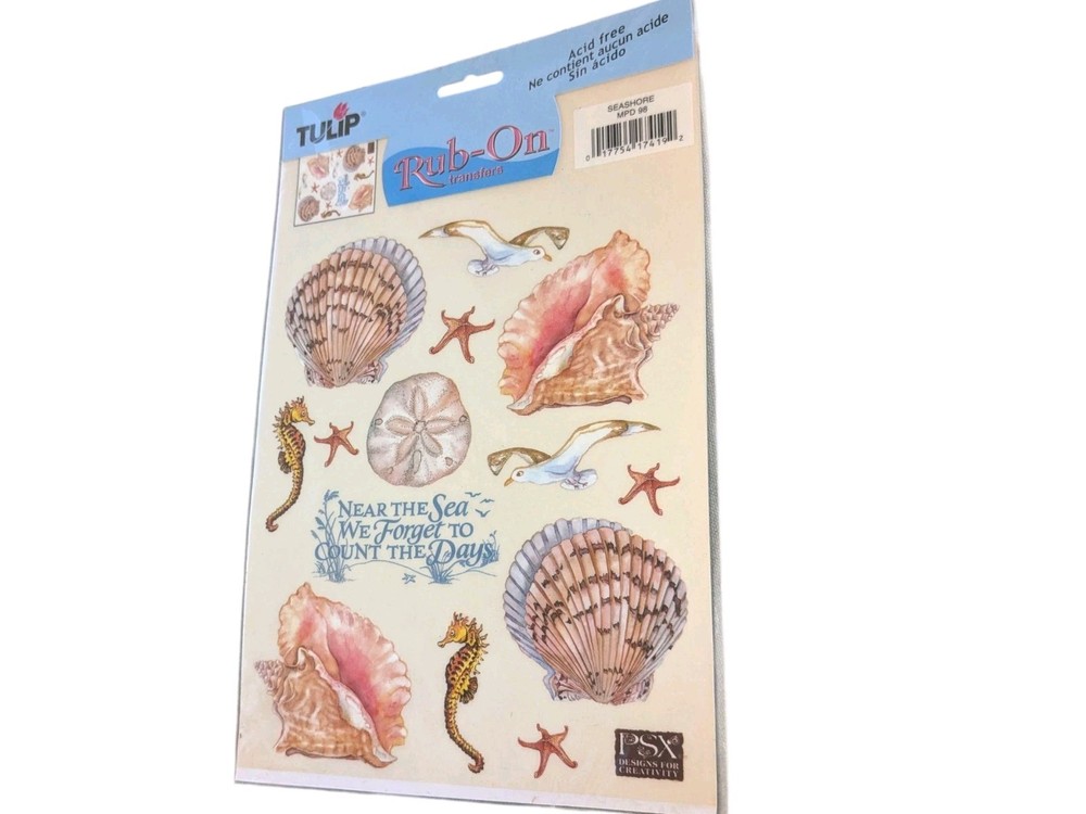 Rub On Transfer Stickers » Seashore » Acid Free 2002 Tulip-Brand 1 Sheet 7×10 in
