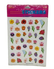 Vintage Hallmark Stickers Flowers Small Bright Colors 4 Sheets New 1990