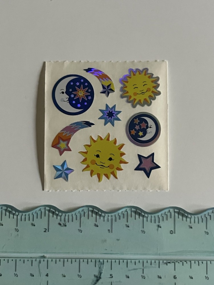 Vintage Sandylion Celestial Sun Moon Stars Foil Mylar Shiny Holographic Stickers